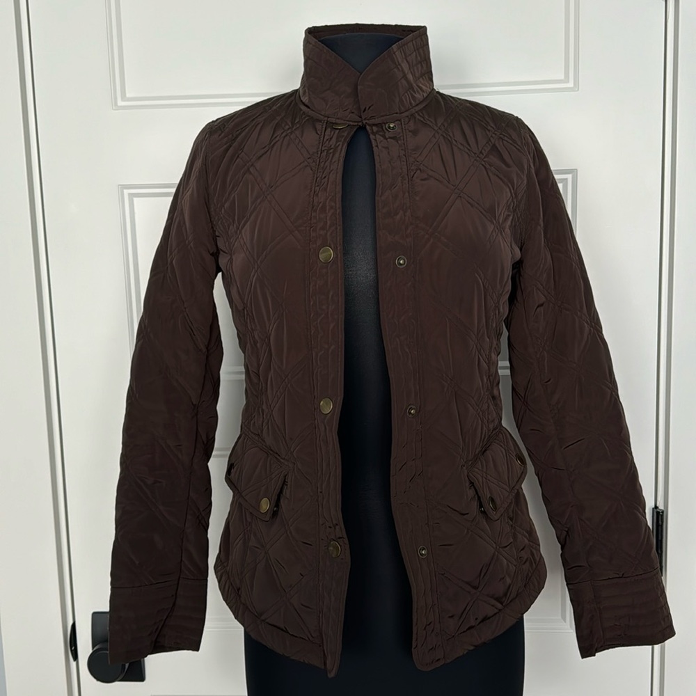 Talbots Snap Button Fur Lined Quilted Utility Lig… - image 1